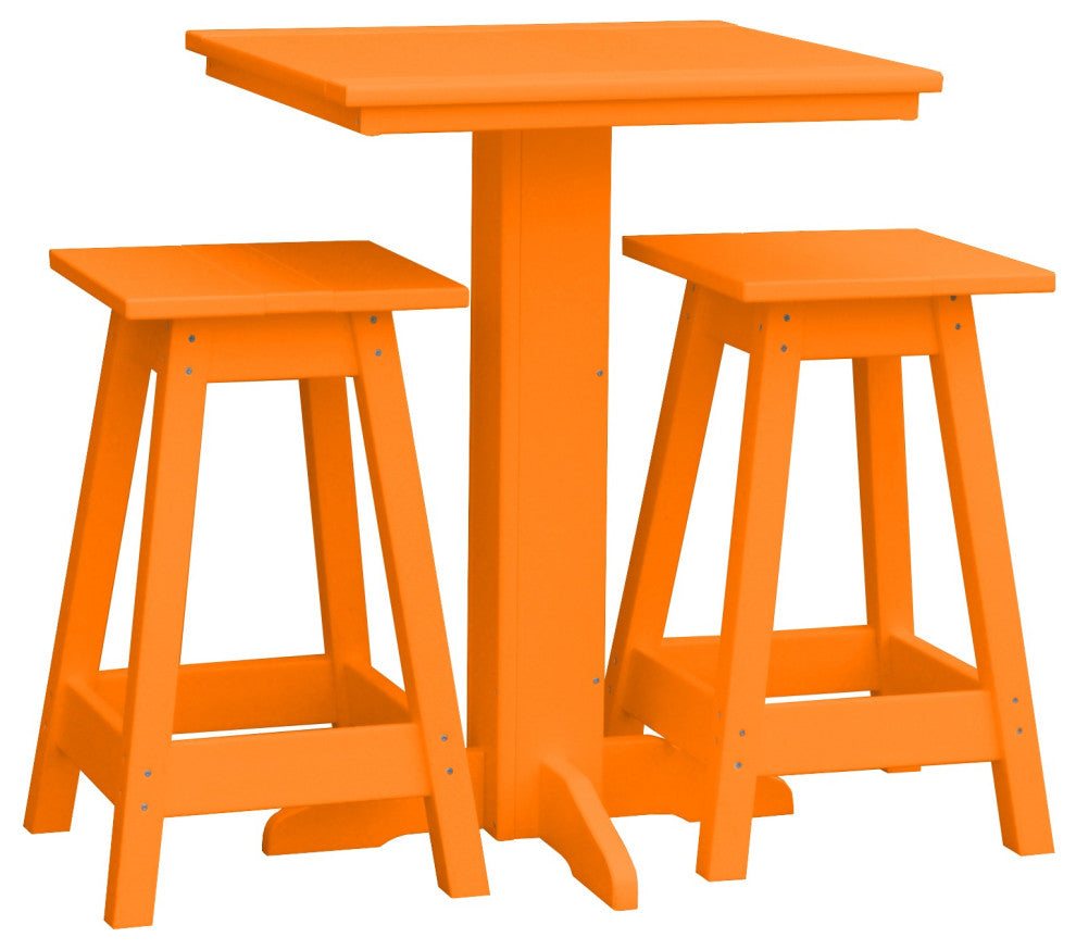 Poly Lumber Bistro Set, Orange, Square