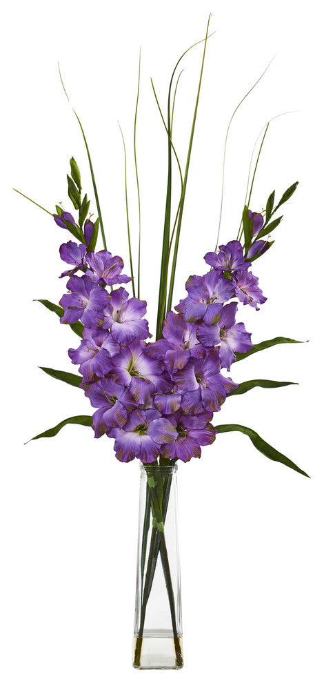 Nearly Natural Gladiola Artificial Arrangement Purple