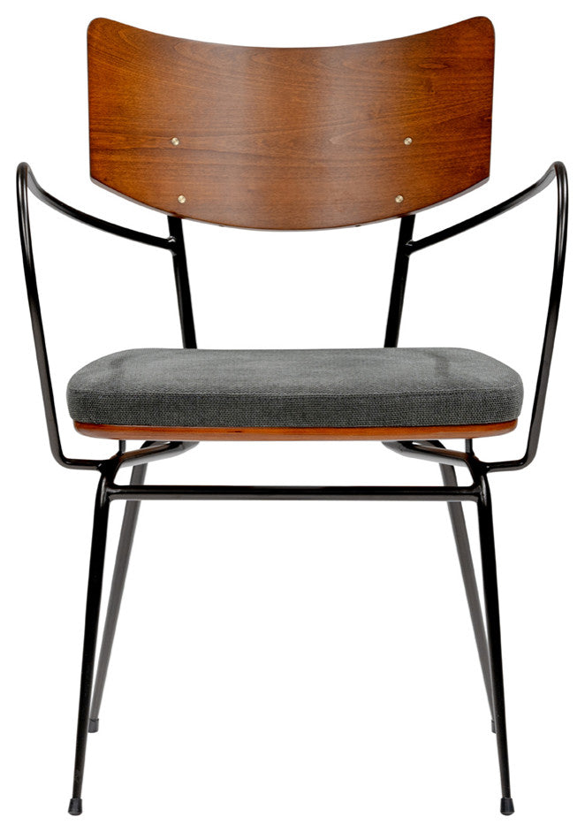 Gensvig Arm Chair, Dark Gray Fabric and Black Legs, Set of 2