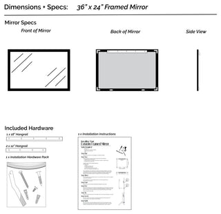 Ellis Framed Wall Mirror, Satin Nickel, 36"x24"
