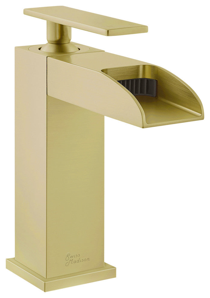 Concorde Single Hole, Waterfall Bathroom Faucet, Brushed Gold