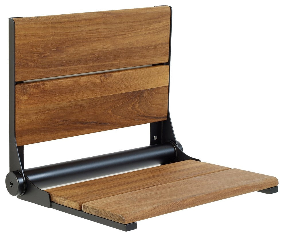 Life Line Series, Contour Shower Seats, Walnut, 26", Matte Black