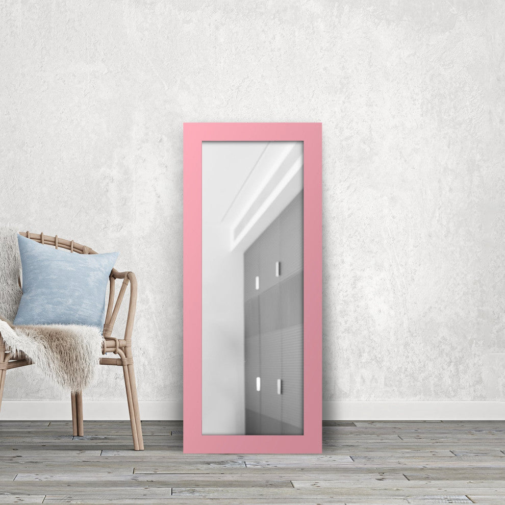 72"x30" Pop of Color Wall/Floor Mirror Art, Soft Pink