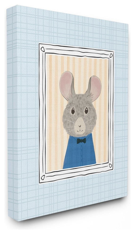 Stupell Ind. Mouse Portrait Blue Canvas Wall Art, 30"x40"