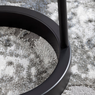 59.5" Black Metal Floor Lamp With White Drum Shade