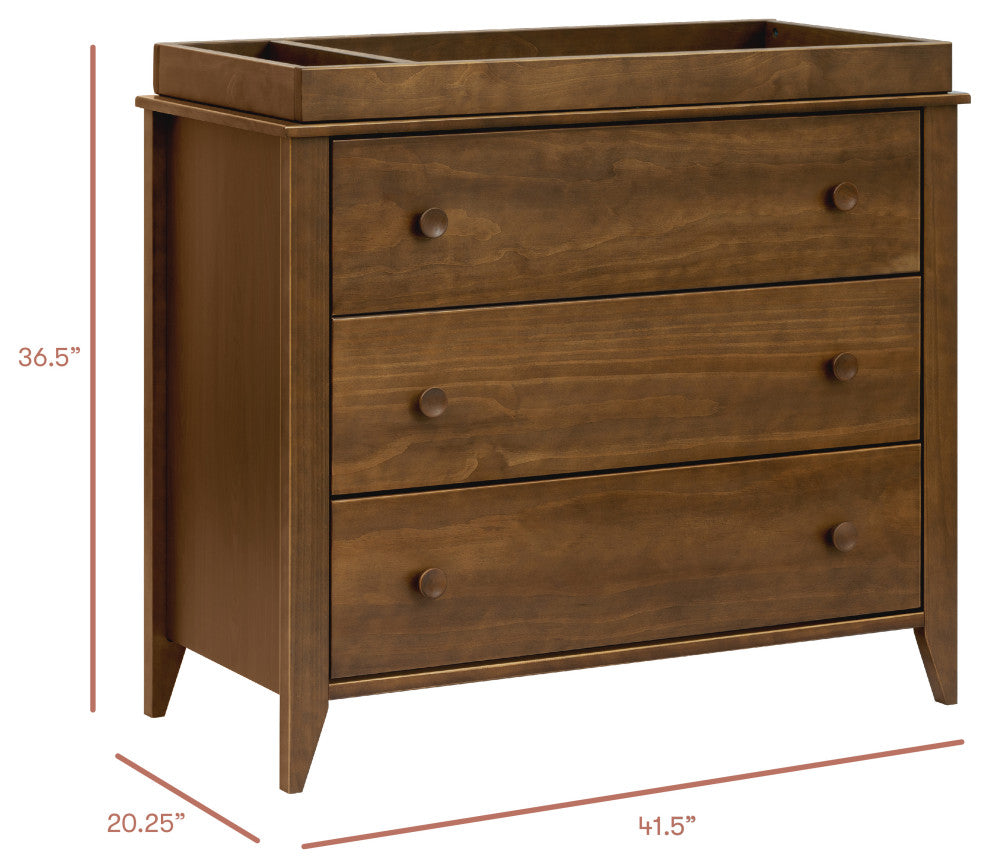 Sprout 3-Drawer Changer Dresser With Removable Changing Tray, Natural Walnut