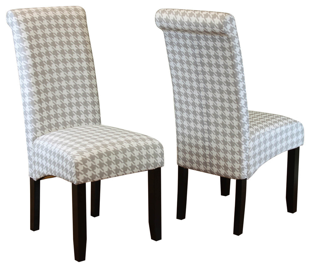 Milan Houndstooth Linen Dining Chairs, Set Of 2, Harbor Gray
