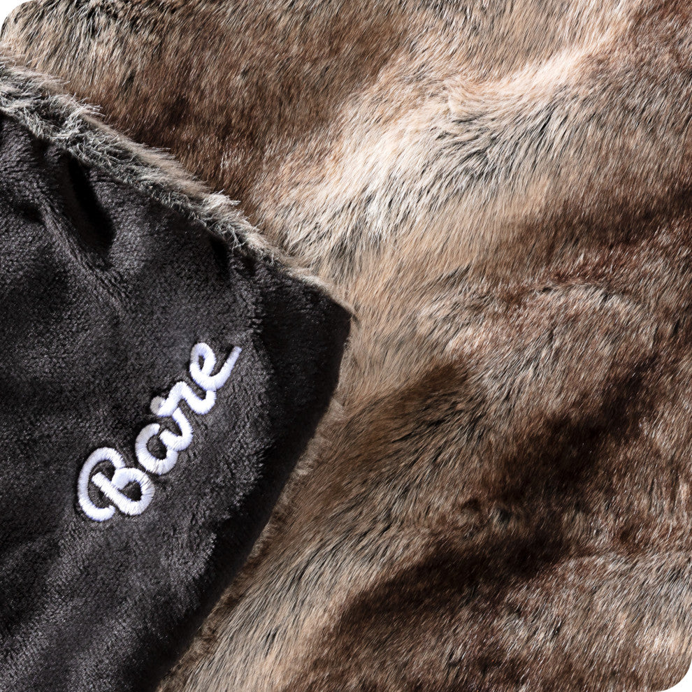 Faux Fur Blanket Ultra-Soft, Cozy, Neutral Hombre Stripe, Oversized, 60"x80"