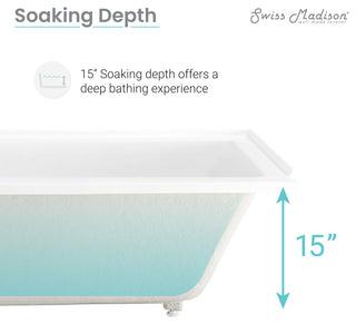 Voltaire Acrylic Bathtub with Integral Tile Flange, 66" x 32", Right Hand Drain