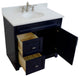 37" Single Sink Vanity, Blue Finish With White Engineered Stone Top
