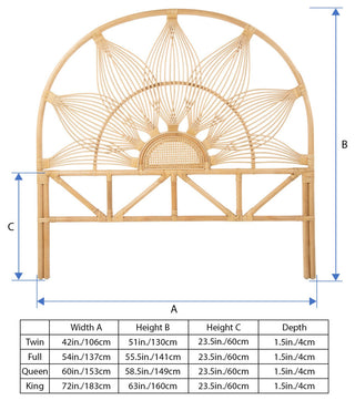 Sunflower Rattan Headboard, Natural, Queen