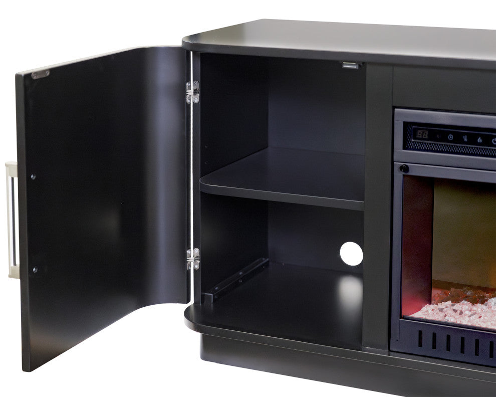Modern 60" Fireplace Console Entertainment, Black