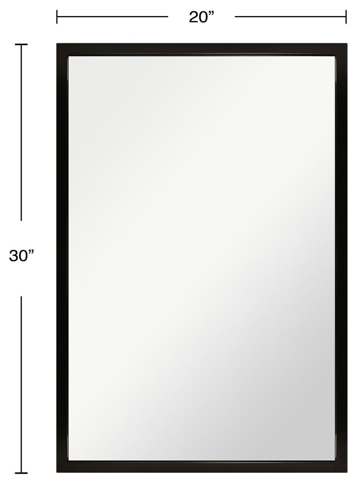 Black Aluminum Narrow Framed Mirror, 20x30
