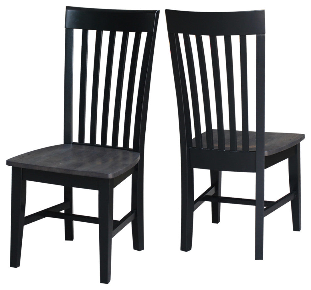 Set of Two Tall Mission Chairs, Coal-Black/Washed Black
