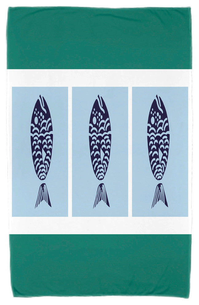 30"x60" Fish Chips, Animal Print Beach Towel, Green