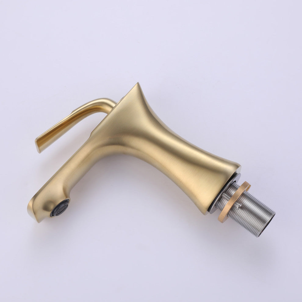 Single Hole Bathroom Sink Faucet, Brushed Gold