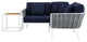 4 Piece Patio Aluminum Outdoor Patio Aluminum Sectional Sofa Set, White Navy