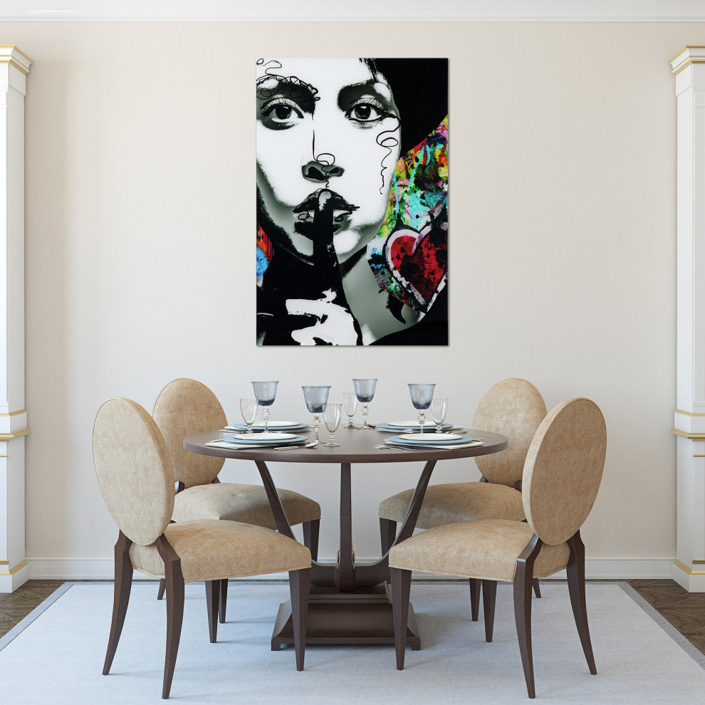 "Secrets" Frameless Free Floating Tempered Glass Panel Graphic Art