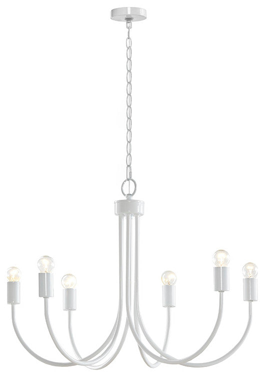510 Design Ellie Contemporary Matte White Metal 6-Light Chandelier