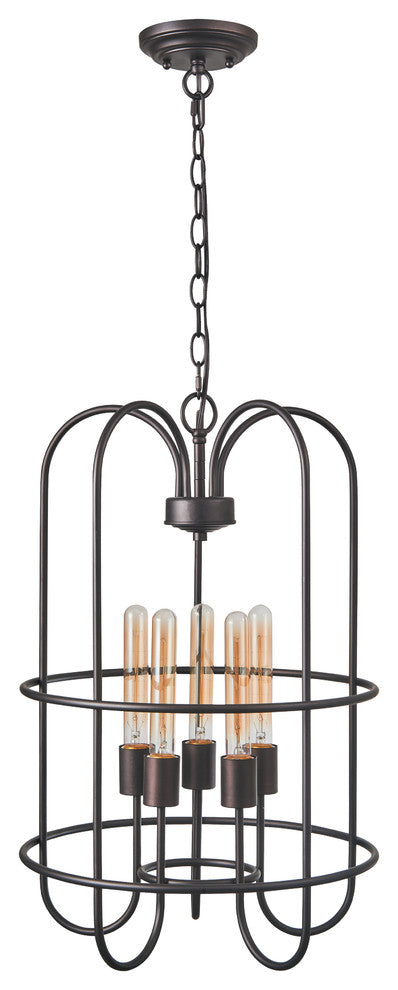 Ironclad 5-Light Rubbed Bronze Ceiling Pendant 16"