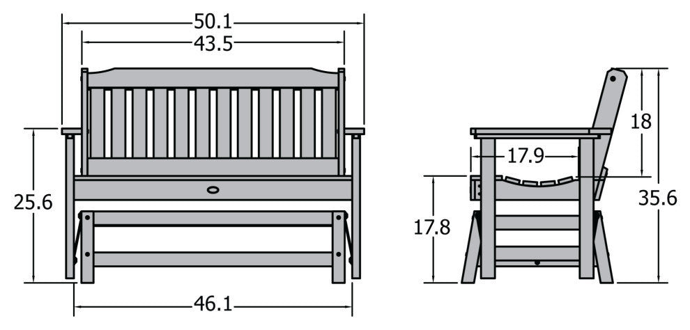 Lehigh Garden Gliding Bench 4', Whitewash