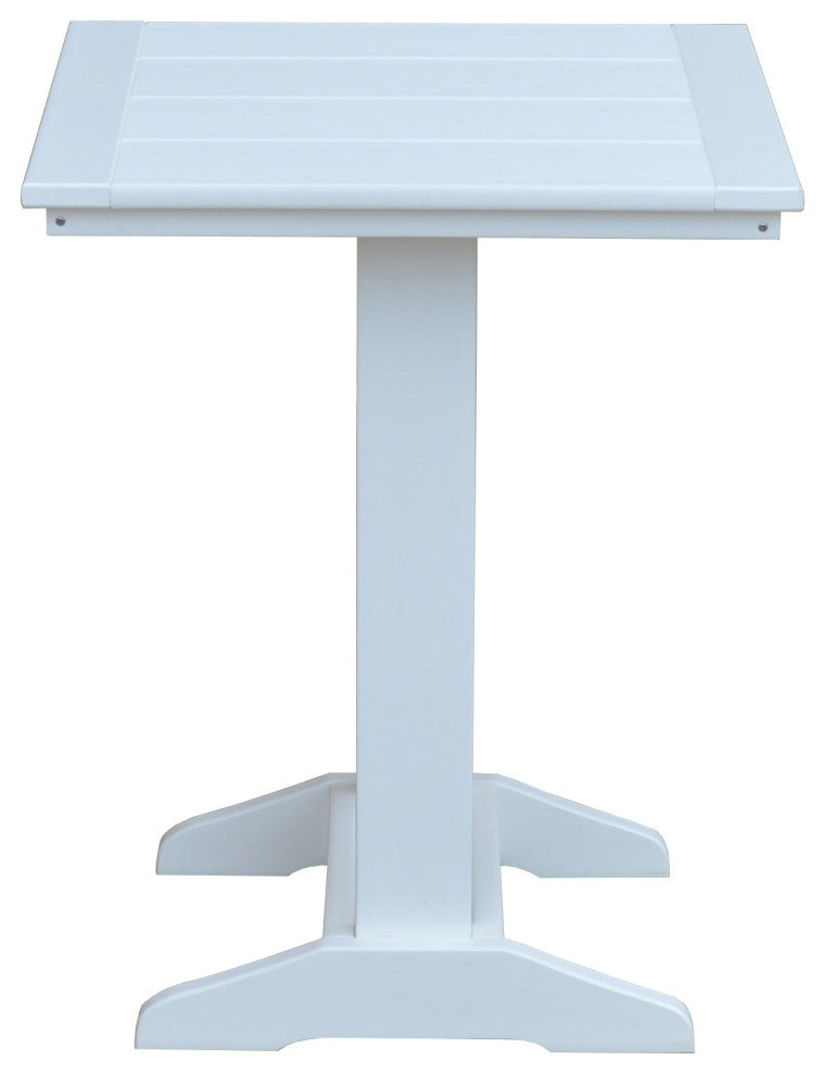 Poly Lumber Balcony Side Table, White, Square