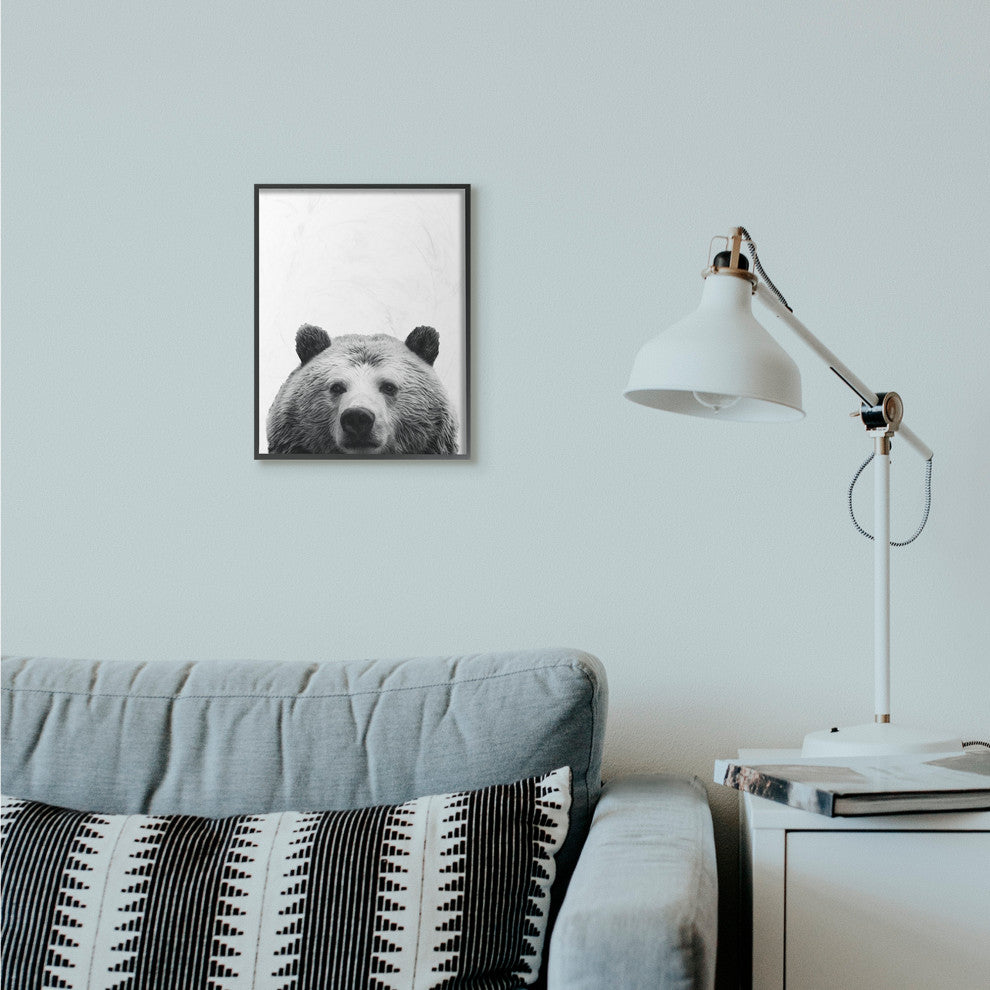 Black and White Large Bear Head Animal Design, 11"x14"