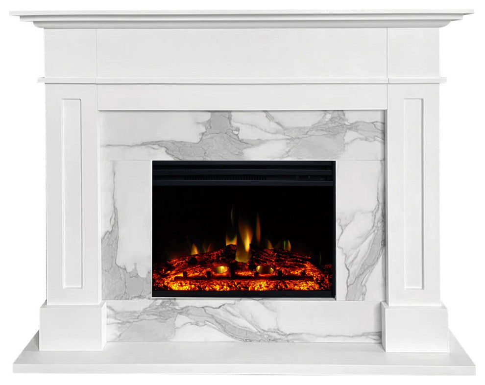 Sofia 57-In. Electric Fireplace With 1500W Log insert, Deep Log Insert
