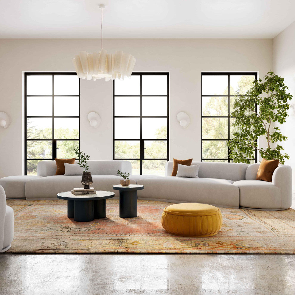 Fickle Grey Velvet 5-Piece Modular Chaise Sectional - Grey