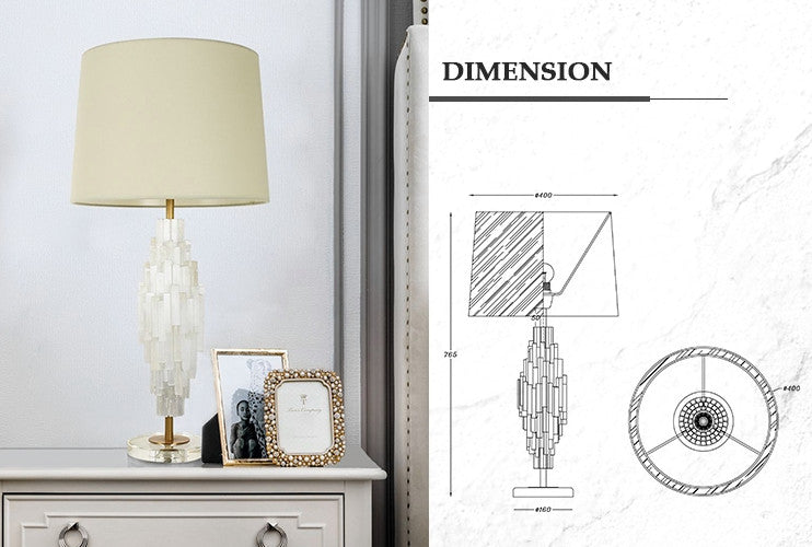 Translucent Tiered Natural Selenite Stone Table Lamp