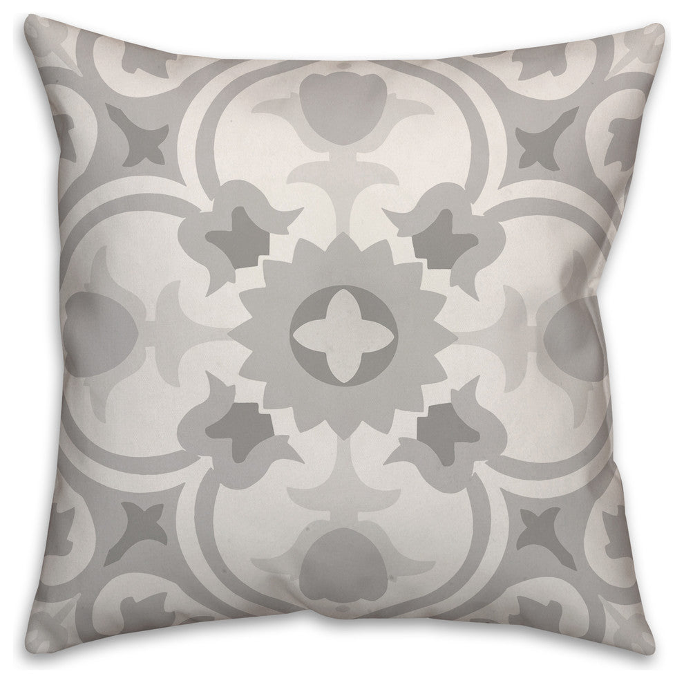 Gray Tile 16x16 Throw Pillow