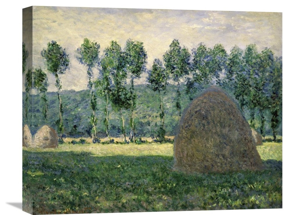 "Haystacks Near Giverny" Stretched Canvas Giclee by Claude Monet, 22"x18"