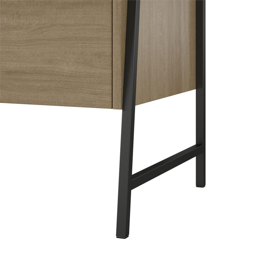 Rustic Dresser, Black Metal Legs With Large Top and Spacious Drawers, Natural