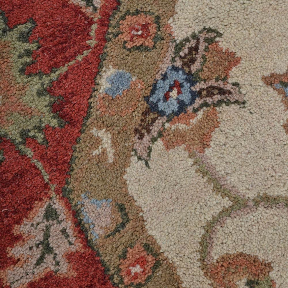 HAND TUFTED WOOL ECO-FRIENDLY AREA RUGS - Beige&Red Color, Oriental Design