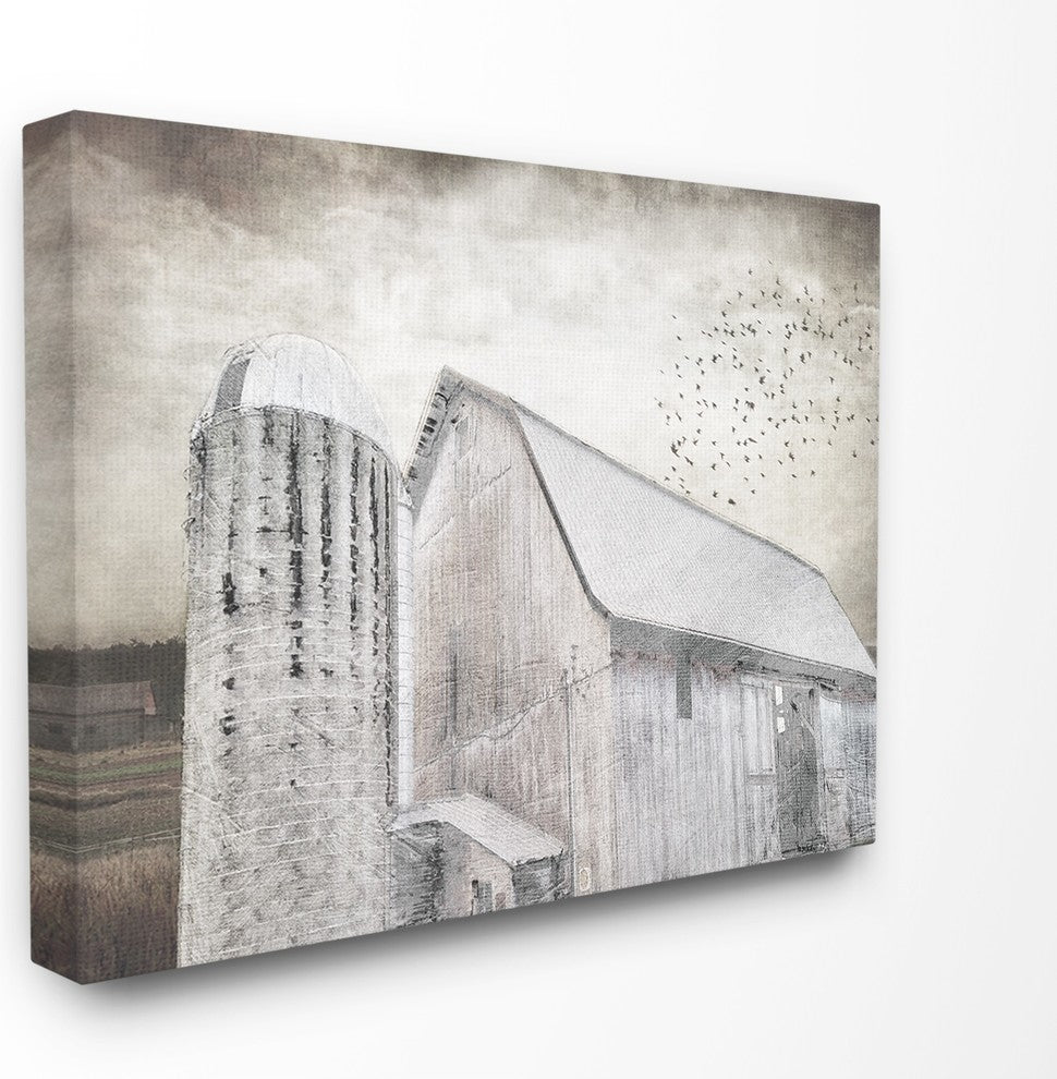 Farm Grainhouse Black & White Distressed Textures XXL Canvas Wall Art, 30"x40"