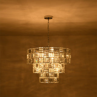 Luxury 11-Light Round Layered Chandelier With Crystal