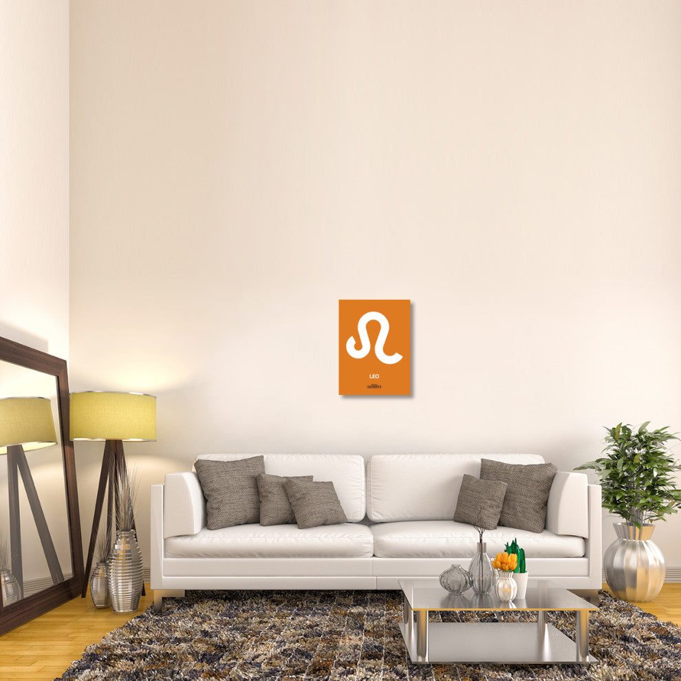 "Leo Zodiac Sign White on Orange" Fine Art Print