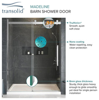 Transolid Madeline 60"x60" Frameless Shower Door with Fixed Panel in Matte Black