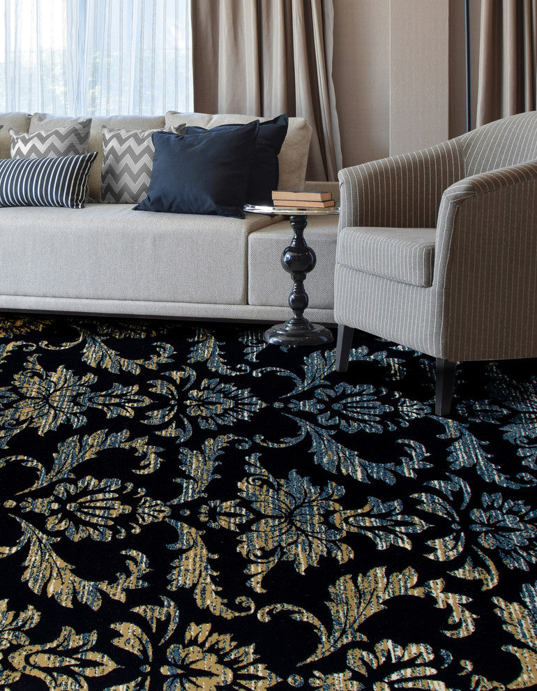 Bastille Victorian Navy 6'7"x9'6" Oval Area Rug