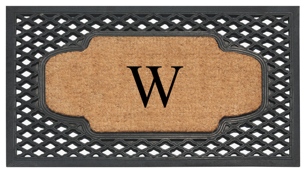A1HC Mesh Border Rubber and Coir Monogrammed Doormat, 23"X38", Black, W