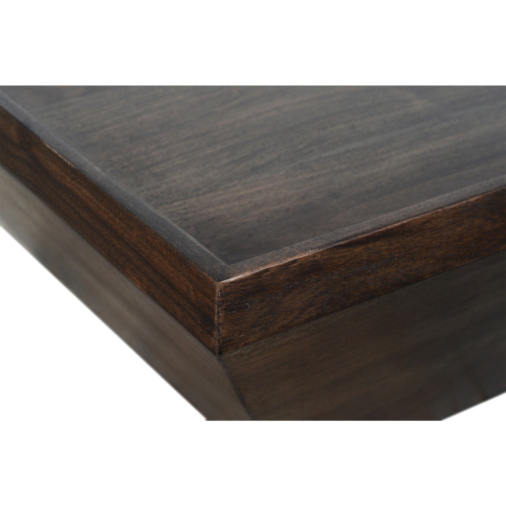 Benzara UPT-204781 36 Inch Square Shape Acacia Wood Coffee Table , Brown