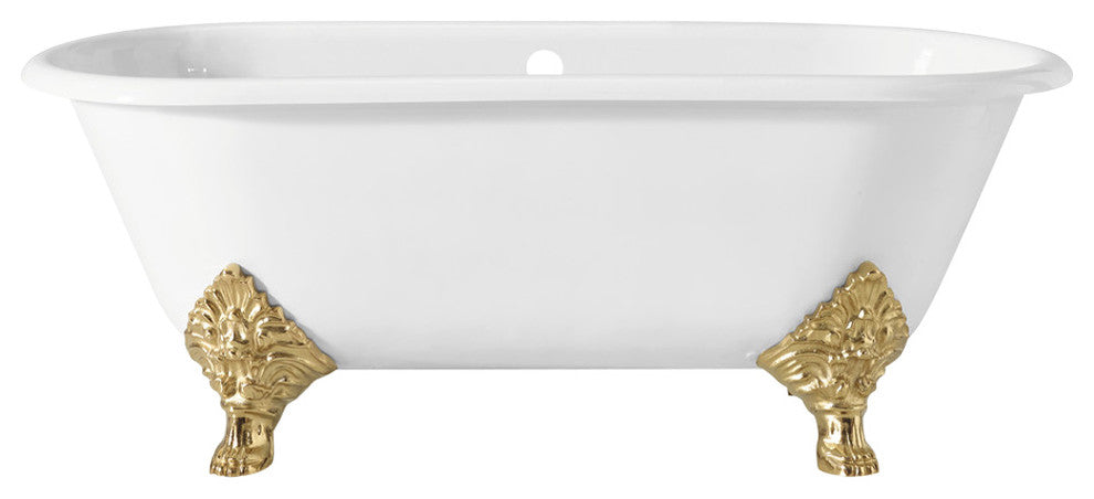 Cheviot Products Carlton Cast Iron Bathtub With Rolled Rim, Polished Brass
