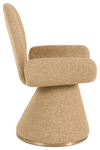 Modrest Neptune Contemporary Beige Fabric, Brushed Brass Dining Chair