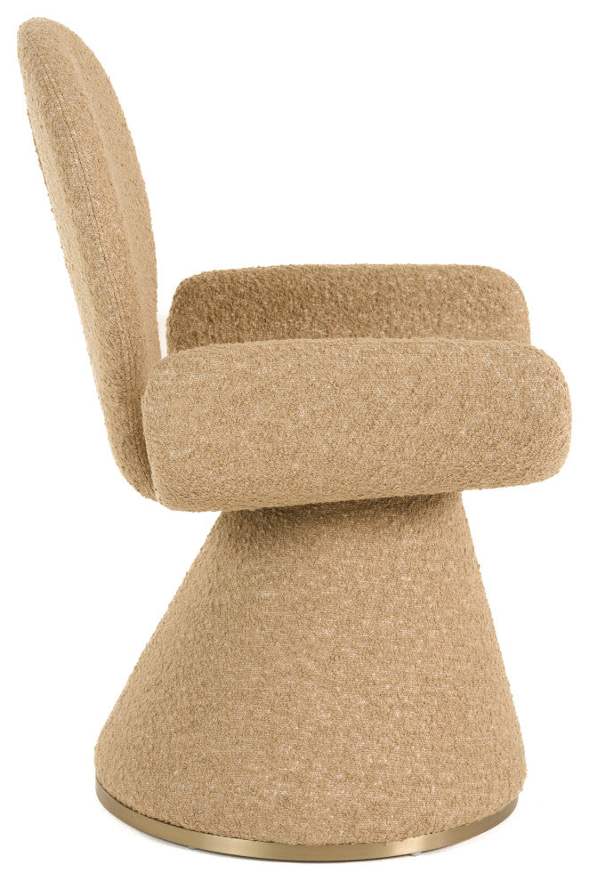Modrest Neptune Contemporary Beige Fabric, Brushed Brass Dining Chair