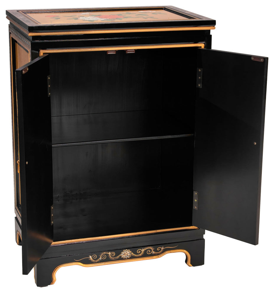Gold Lacquer Shoe Cabinet Birds and Flowers