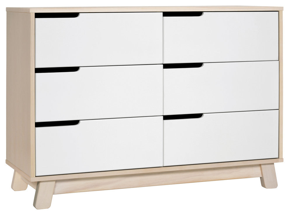 Hudson 6-Drawer Assembled Double Dresser, White Washed Natural