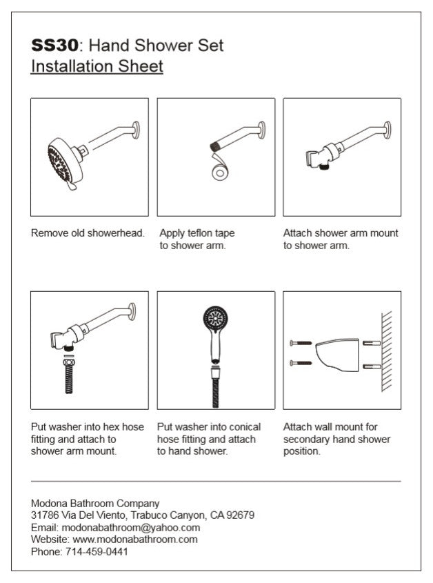 MODONA's 6 Function Massage Hand Shower Set -, Rubbed Bronze