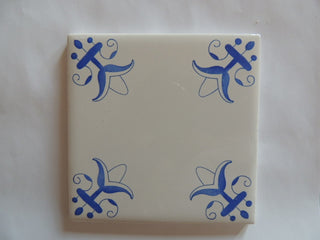 Delft Tile Blue and White Historic  Fleur De Lis, Delft Style, Set of 30