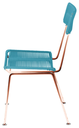 Hapi Indoor/Outdoor Handmade Dining Chair, Blue on Copper