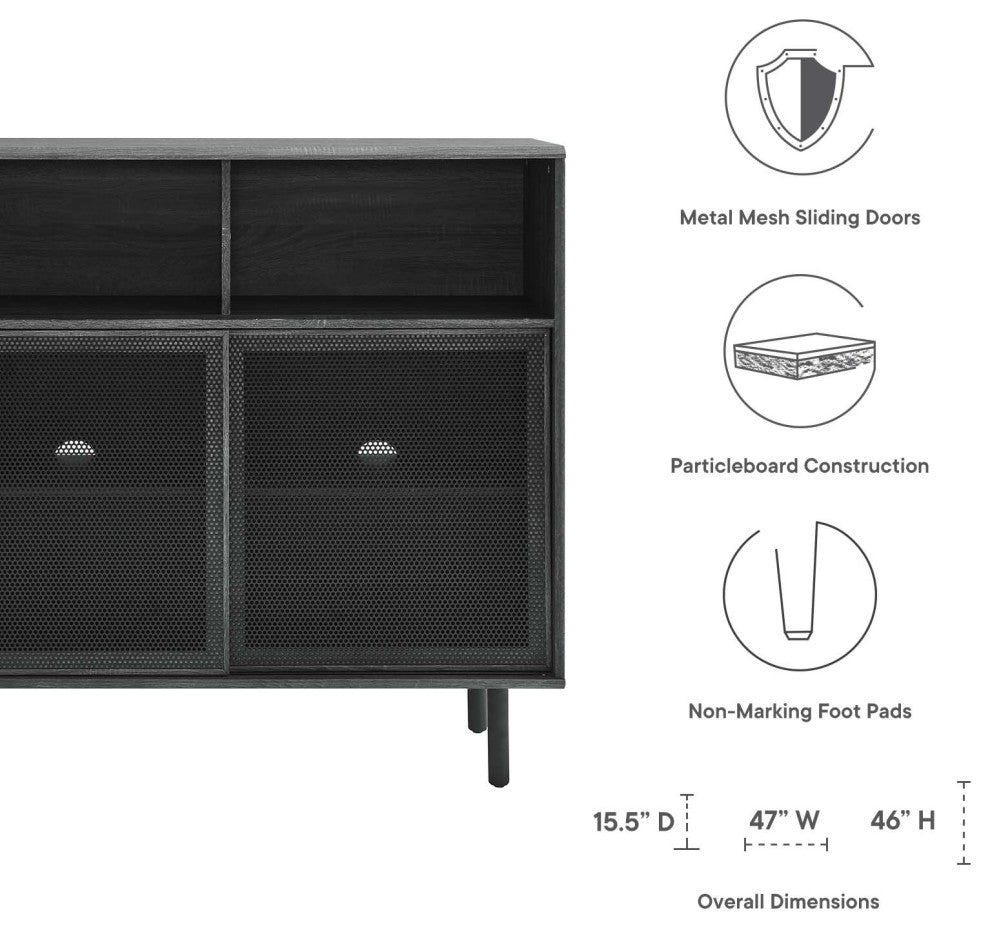 Kurtis 47" Display Cabinet, Charcoal